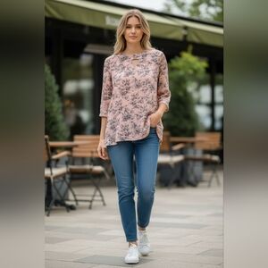 Grayson Threads Pink Floral Blouse